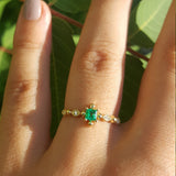 Vintage Art Deco Princess Emerald Engagement Ring