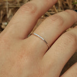 Simple Thin Pave Diamond Band - Dainty Diamond Stacking Wedding Band