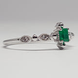 Vintage Art Deco Princess Emerald Engagement Ring