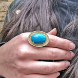 Vintage Genuine Large Sleeping Beauty Turquoise Statement Ring