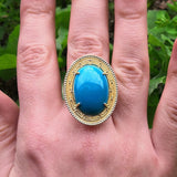 Vintage Genuine Large Sleeping Beauty Turquoise Statement Ring