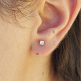 Dainty Diamond Stud Earrings – Delicate Genuine Diamonds – Bridal Set