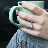 Oval Moissanite Solitaire Engagement Ring with a matching Natural Diamond Wedding Band