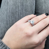 Oval Moissanite Solitaire Engagement Ring with a matching Natural Diamond Wedding Band