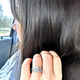 Oval Moissanite Solitaire Engagement Ring with a matching Natural Diamond Wedding Band