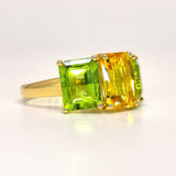 Unique Statement Sapphire and Peridot Engagement Ring