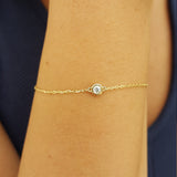 Dainty Diamond Bezel Bracelet – Genuine Solitaire Diamond Bracelet