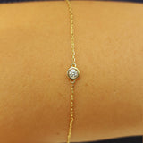 Dainty Diamond Bezel Bracelet – Genuine Solitaire Diamond Bracelet