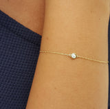 Dainty Diamond Bezel Bracelet – Genuine Solitaire Diamond Bracelet