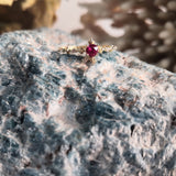 Vintage Style Dainty Ruby Engagement Ring – Small July & April Dual Birthstone Ring – Victorian Antique Style Gold Ruby Stacking Ring