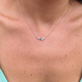Genuine Emerald & Diamond Cluster Necklace – Floating Family birthstone Necklace –Diamond Statement Necklace – Nature Inspired Necklace