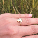 Textured Oval Shape Gold Ring