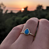 Dainty Tear-Drop Sleeping Beauty Bezel Turquoise Ring