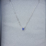 Sapphire Solitaire Necklace - 3mm Natural Round Blue Sapphire Pendant - Solid 18k Gold Necklace