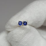 Natural Floating Blue Sapphire Stud Earrings – Minimalist Dainty Jewelry