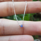 Sapphire Solitaire Necklace - 3mm Natural Round Blue Sapphire Pendant - Solid 18k Gold Necklace