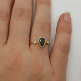 Vintage Textured Bezel Green Sapphire Engagement Ring