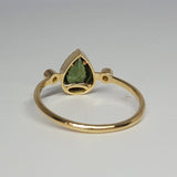 Vintage Textured Bezel Green Sapphire Engagement Ring