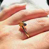 Yellow & Blue Sapphire September Birthstone Engagement Ring