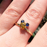 Yellow & Blue Sapphire September Birthstone Engagement Ring