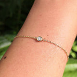 Dainty Diamond Bezel Bracelet – Genuine Solitaire Diamond Bracelet