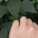 V-Shaped Diamond Wedding Band - Chevron Genuine Diamond Ring