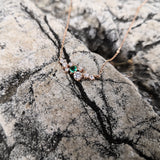Genuine Emerald & Diamond Cluster Necklace – Floating Family birthstone Necklace –Diamond Statement Necklace – Nature Inspired Necklace