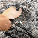 Genuine Emerald & Diamond Cluster Necklace – Floating Family birthstone Necklace –Diamond Statement Necklace – Nature Inspired Necklace