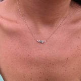Genuine Emerald & Diamond Cluster Necklace – Floating Family birthstone Necklace –Diamond Statement Necklace – Nature Inspired Necklace