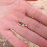 Genuine Emerald & Diamond Cluster Necklace – Floating Family birthstone Necklace –Diamond Statement Necklace – Nature Inspired Necklace