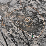 Genuine Emerald & Diamond Cluster Necklace – Floating Family birthstone Necklace –Diamond Statement Necklace – Nature Inspired Necklace