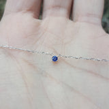 Sapphire Solitaire Necklace - 3mm Natural Round Blue Sapphire Pendant - Solid 18k Gold Necklace