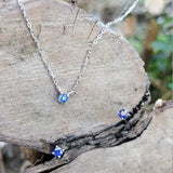 Sapphire Solitaire Necklace - 3mm Natural Round Blue Sapphire Pendant - Solid 18k Gold Necklace