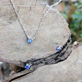 Natural Floating Blue Sapphire Stud Earrings – Minimalist Dainty Jewelry