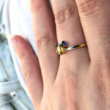Yellow & Blue Sapphire September Birthstone Engagement Ring