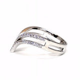 Double V-Shaped Diamond Wedding Band - Wishbone Chevron Ring