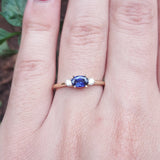 East-West Dainty Oval Blue Sapphire Engagement Ring