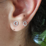 Personalized Diamond Initial Earrings - Dainty 18K Gold Studs