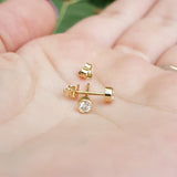 Dainty Genuine Diamond Bezel Stud Earrings