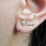 Dainty Genuine Diamond Bezel Stud Earrings