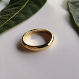 Solid 3 mm Gold Dome Engraved Wedding Band for Couples