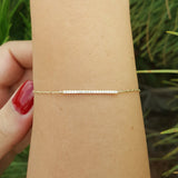 Dainty Diamond Bar Bracelet - Genuine Diamond Wedding Jewelry
