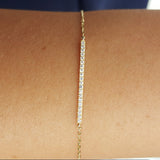 Dainty Diamond Bar Bracelet - Genuine Diamond Wedding Jewelry