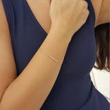 Dainty Diamond Bar Bracelet - Genuine Diamond Wedding Jewelry