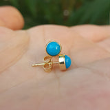 Natural Arizona Turquoise Earrings - Sleeping Beauty Bezel Studs