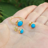 Natural Arizona Turquoise Earrings - Sleeping Beauty Bezel Studs