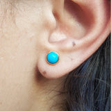 Natural Arizona Turquoise Earrings - Sleeping Beauty Bezel Studs