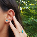 Natural Arizona Turquoise Earrings - Sleeping Beauty Bezel Studs