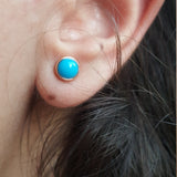 Natural Arizona Turquoise Earrings - Sleeping Beauty Bezel Studs