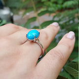 Genuine Oval Sleeping Beauty Turquoise Engagement Ring
